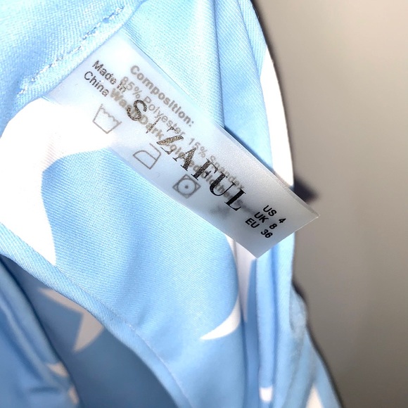 ZAFUL Light Blue White Star Print Swimsuit Bikini Bottom Size 4 - Small - Picture 4 of 5